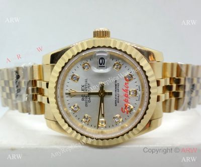 Clone Rolex Datejust Silver Dial Jubilee Watch Yellow Gold 31mm